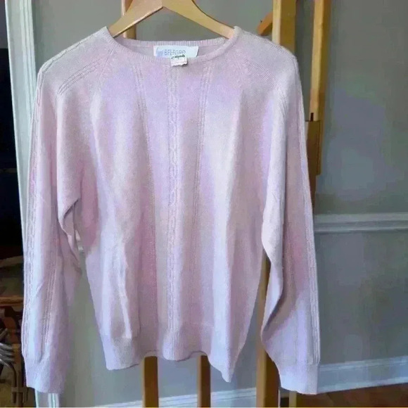 NWT 80's‎ VTG Pink Belford 100% Cashmere Cable Knit Sweater Women's Size Large - Picture 5 of 5